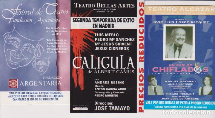 Brochures de tourisme: Lote de 3 Vales descuentos: Fundaci&oacute;n Argentaria, Festival de Teatro
