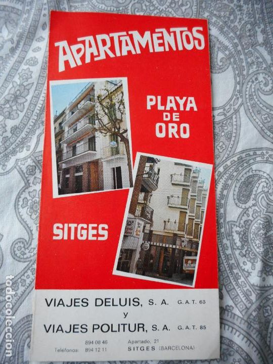 Tourismusbrosch&uuml;ren: ANTIGUO FOLLETO.APARTAMENTOS PLAYA DE ORO.SITGES.VIAJES DELLUIS S.A POLITUR.A&Ntilde;OS 60
