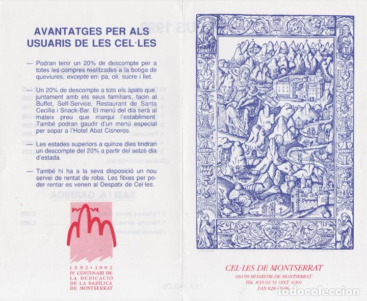 Folhetos de turismo: D&Iacute;PTIC CEL&middot;LES DE MONTSERRAT &ndash; AVANTATGES I PREUS &ndash; 1993