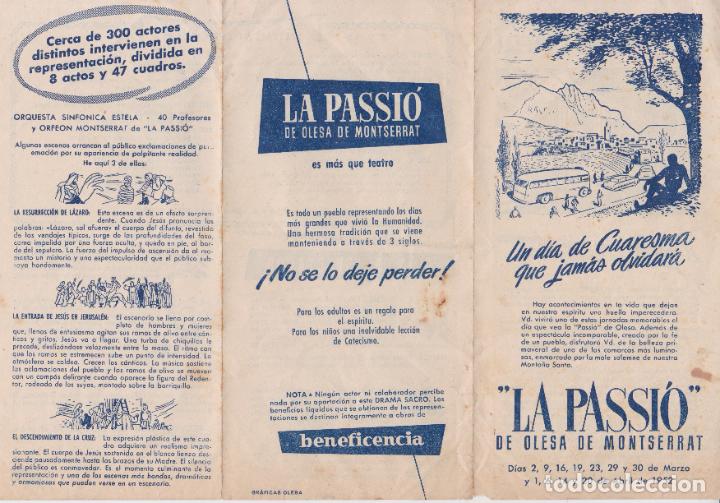 Folhetos de turismo: TR&Iacute;PTICO &ndash; UN DIA DE CUARESMA QUE JAM&Aacute;S OLVIDAR&Aacute; &ndash; LA PASSI&Oacute; DE OLESA DE MONTSERRAT &ndash; 1952