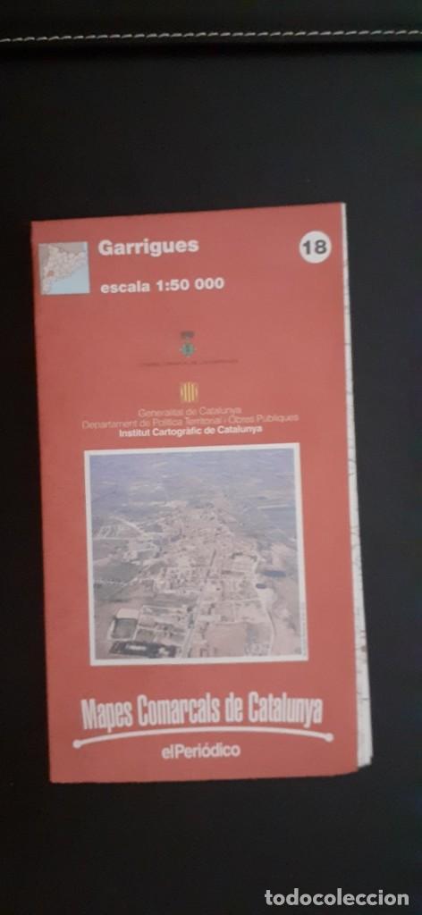 Brochures de tourisme: MAPA COMARCAL. 18 GARRIGUES. EL PERIODICO. ESCALA 1:50000