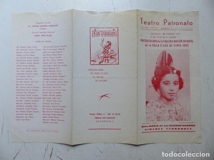 Travel Brochures: TRIPTICO PRESENTACION FALLERA FALLA PLAZA DE SANTA CRUZ - VALENCIA FALLAS - A&ntilde;o 1972