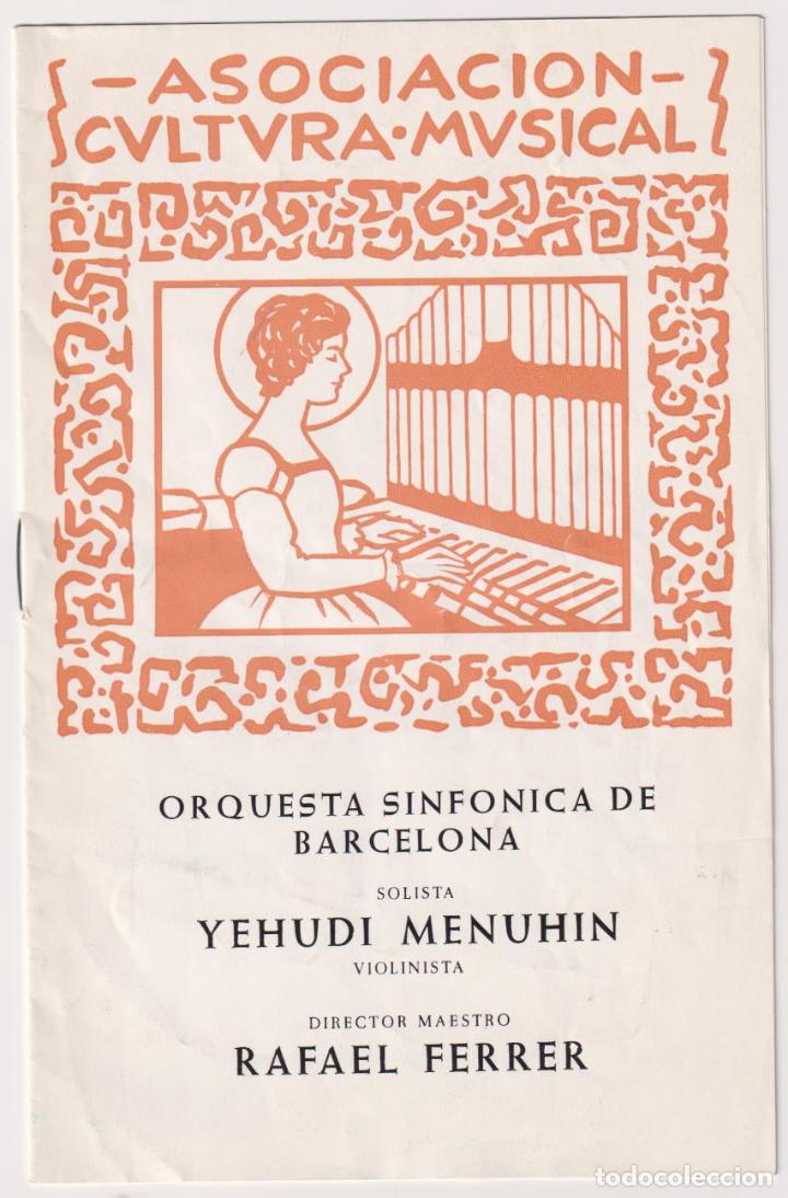 Folletos de turismo: Programa. Asociaci&oacute;n Cultura musical. Orquesta Sinf&oacute;nica de Barcelona, Palacio de la M&uacute;sica 1964