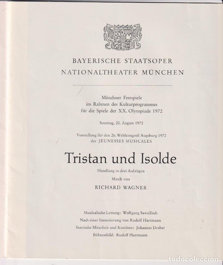 Folletos de turismo: Programa. Trist&aacute;n e Isolda de Richard Wagner. Teatro Nacional de M&uacute;nich. 20-Agosto. 1972