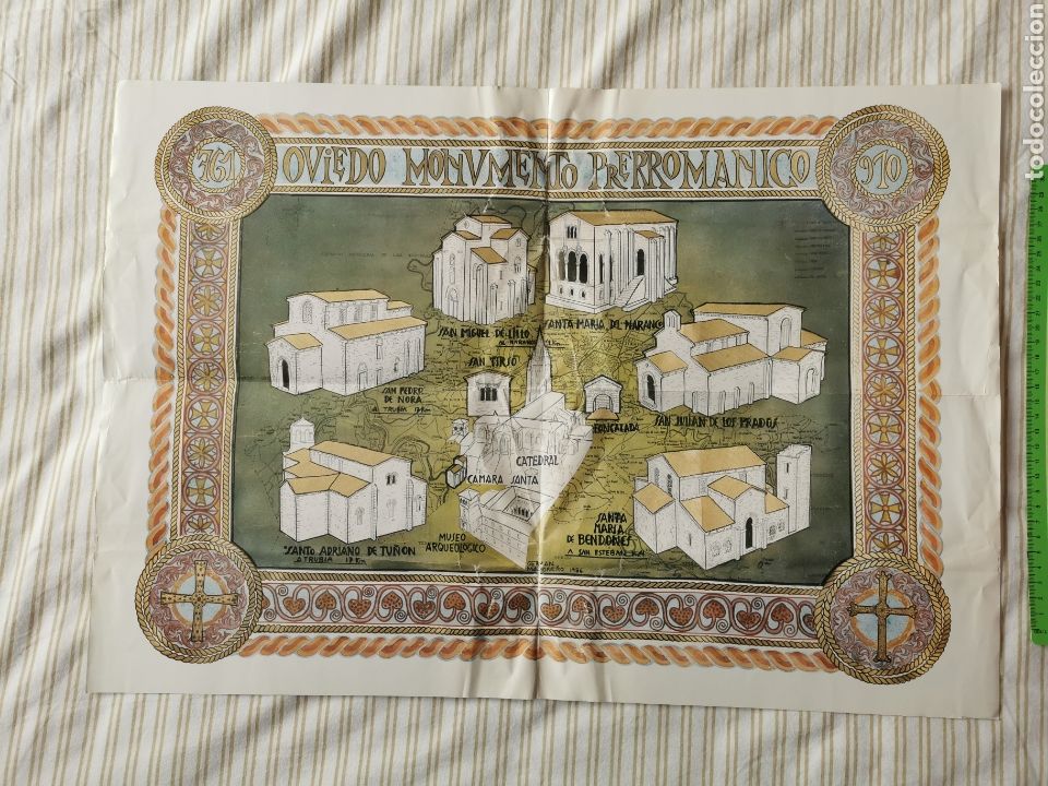Folletos de turismo: Bonito P&oacute;ster Oviedo monumento prerrom&aacute;nico Asturias