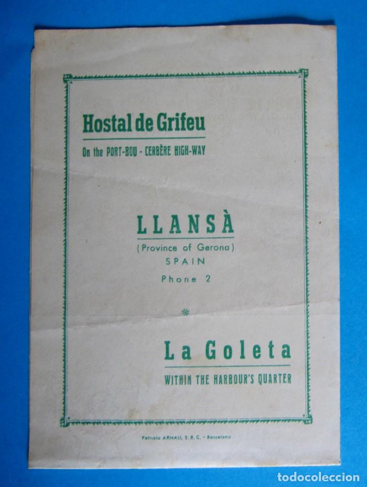 Folletos de turismo: FOLLETO PLEGADO DE LLANS&Agrave; Y DEL HOSTAL DE GRIFEU, LA GOLETA. EN INGL&Eacute;S, S/F.