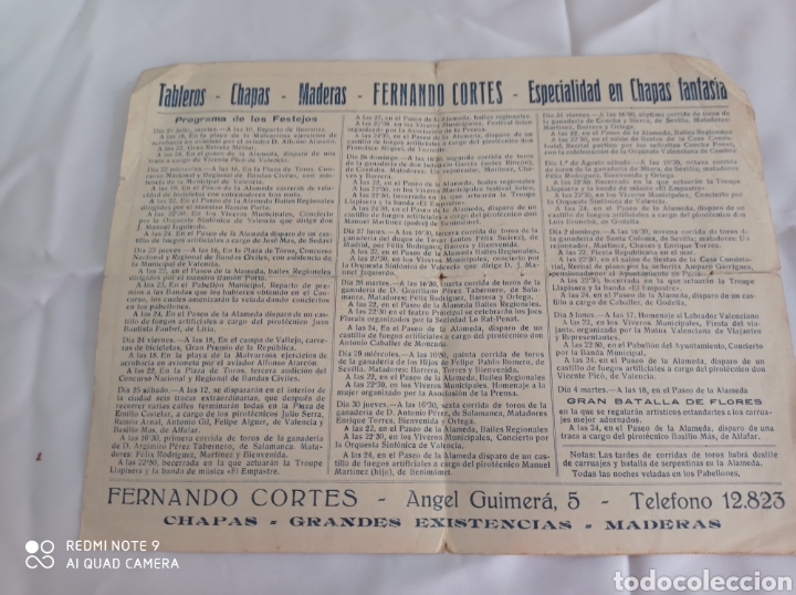 Folletos de turismo: VALENCIA PROGRAMA DE FERIA A&Ntilde;O 1931 - Foto 2