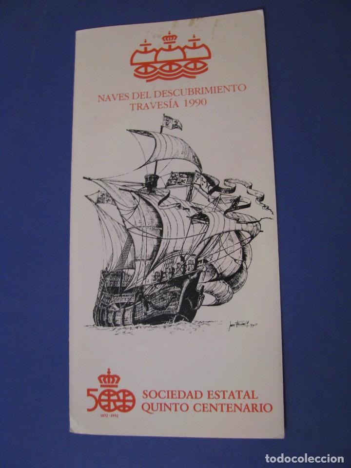 Tourismusbrosch&uuml;ren: FOLLETO DE NAVES DEL DESCUBRIMIENTO. TRAVES&Iacute;A 1990. SOCIEDAD ESTATAL QUINTO CENTENARIO.