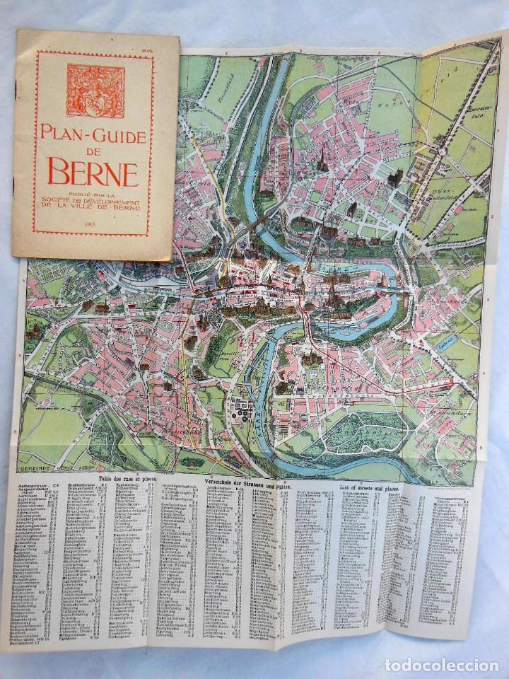 Folhetos de turismo: ANTIGUO PLANO-GUIA BERNA / PLAN-GUIDE DE BERNE 1918.