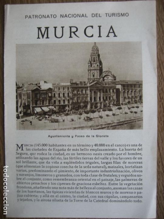 Tourismusbrosch&uuml;ren: Murcia. Patronato Nacional de Turismo. A&ntilde;os 30