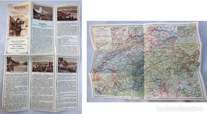 Folletos de turismo: SUIZA MAPA DEL TURISTA: PUBLICADO POR LA OFICINA NACIONAL SUIZA DE TURISMO ZURICH Y LAUSANA 1929