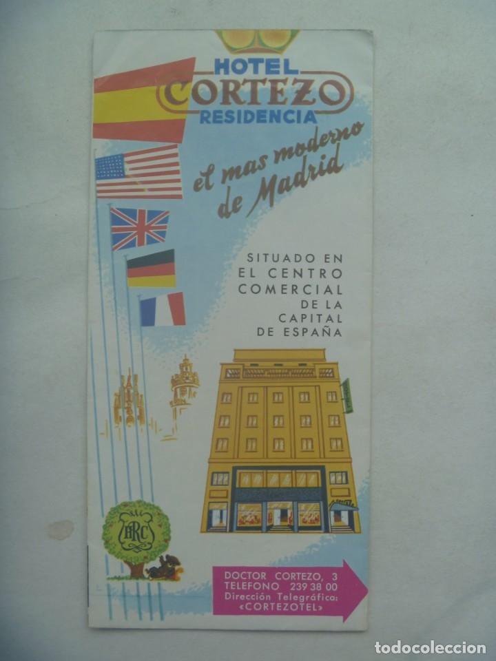 Folletos de turismo: FOLLETO PUBLICITARIO DEL HOTEL CORTEZO, MADRID. A&Ntilde;OS 50 - 60. CON PLANO DE MADRID