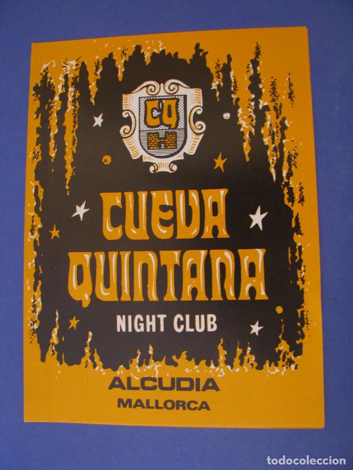 Tourismusbrosch&uuml;ren: FOLLETO DE NIGHT CLUB CUEVA QUINTANA, ALCUDIA, MALLORCA. ORQUESTA LOS PAMPEROS. 17X12,5 CM.