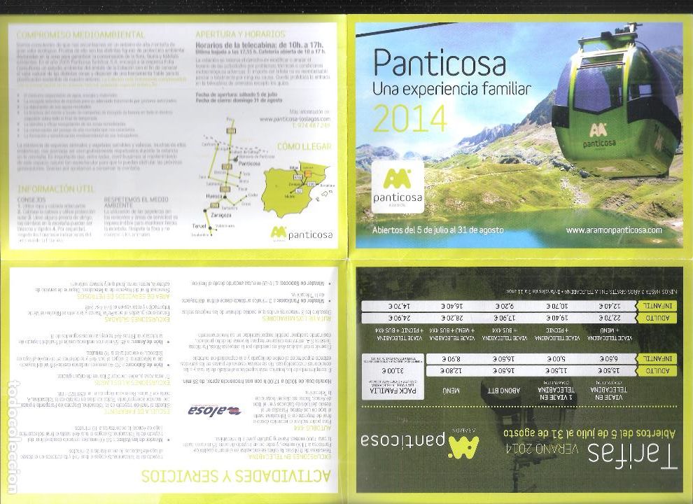 Folhetos de turismo: Panticosa. 2014. Huesca. Desplegable. 30x22 cm.