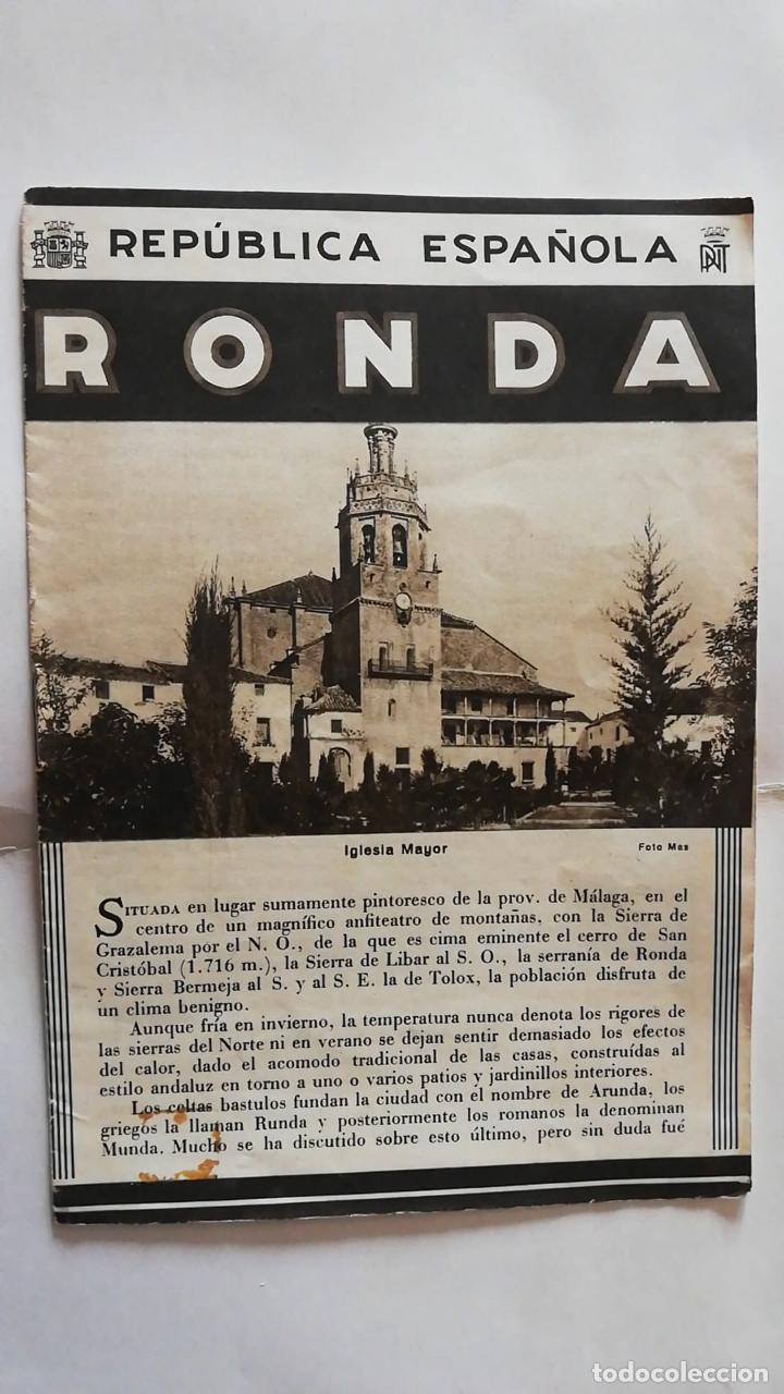 Folhetos de turismo: ANTIGUO FOLLETO TUR&Iacute;STICO / OLD TOURISTIC LEAFLET: RONDA . REP&Uacute;BLICA ESPA&Ntilde;OLA