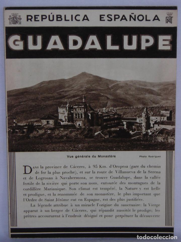Tourismusbrosch&uuml;ren: Guadalupe Patronato Nacional del Turismo Rep&uacute;blica Espa&ntilde;ola plano fotos arte historia franc&eacute;s