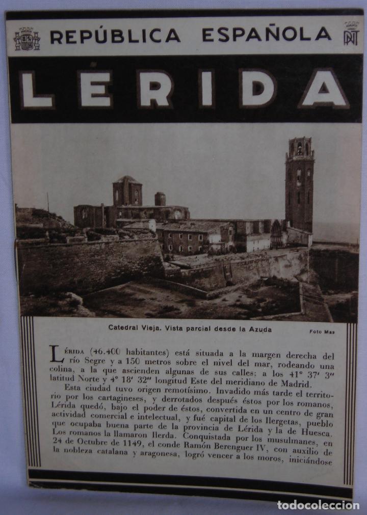Folletos de turismo: L&eacute;rida Patronato Nacional del Turismo Rep&uacute;blica Espa&ntilde;ola plano fotos arte historia