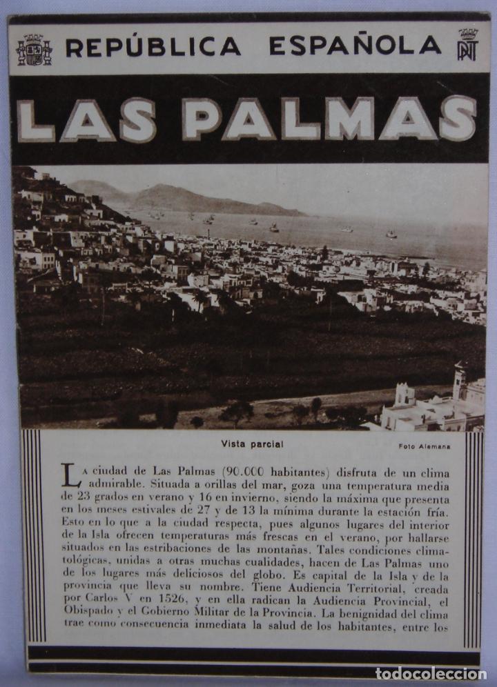 Travel Brochures: Las Palmas Gran Canaria Patronato Nacional del Turismo Rep&uacute;blica Espa&ntilde;ola plano fotos arte historia