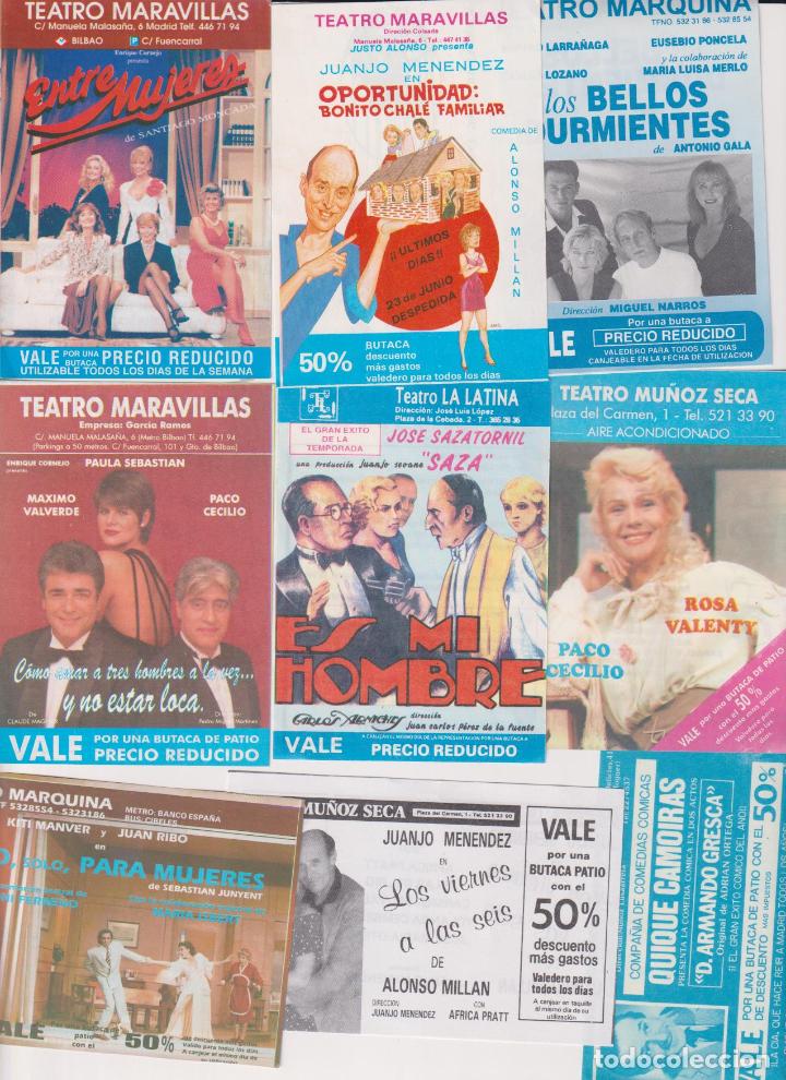 Folletos de turismo: Lote 9 Vales descuento y Publicidad de Teatros madrile&ntilde;os