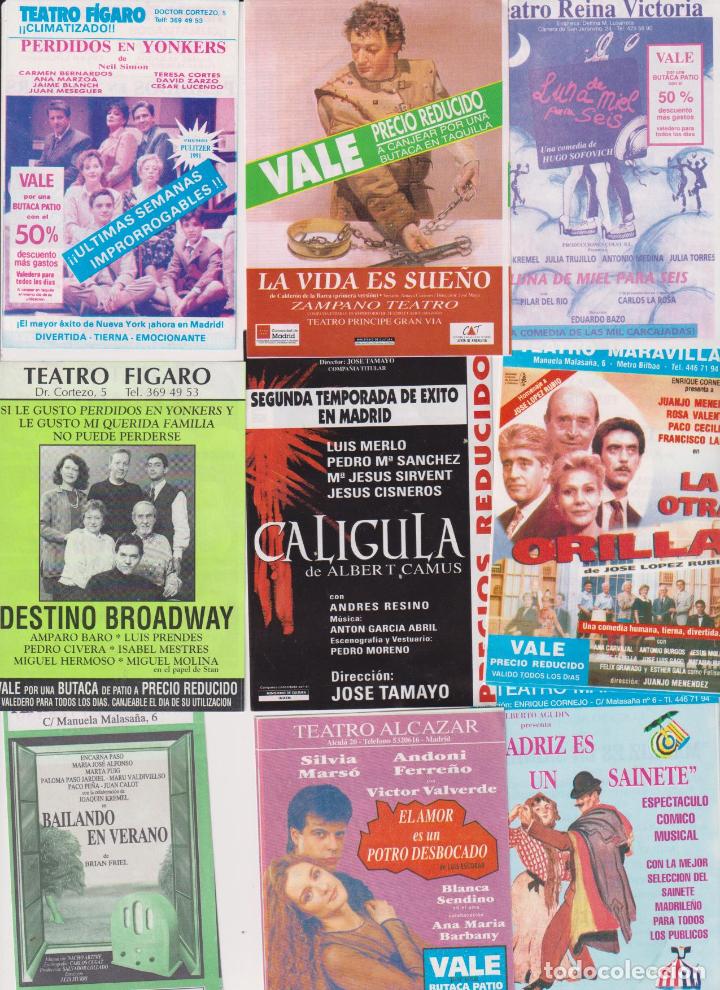 Folletos de turismo: Lote 9 Vales descuento y Publicidad de Teatros madrile&ntilde;os