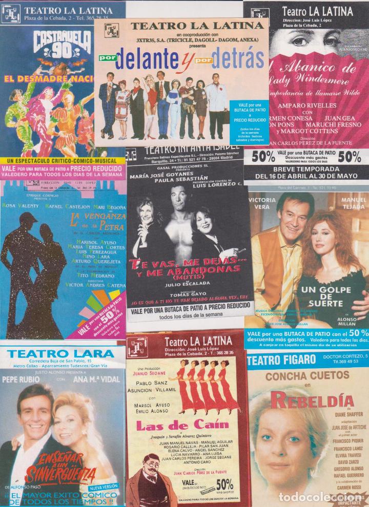 Folletos de turismo: Lote de 9 Vales descuento y Publicidad de Teatros madrile&ntilde;os