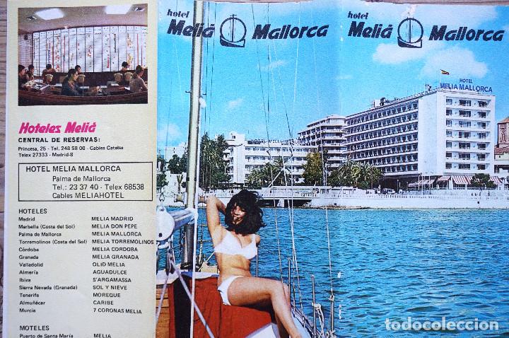Travel Brochures: MALLORCA FOLLETO TURISMO HOTEL MELI&Aacute; DESPLEGABLE 1971