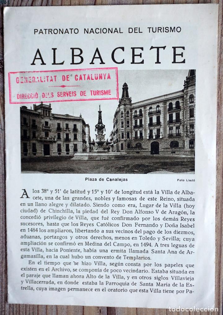 Travel Brochures: FOLLETO TUR&Iacute;STICO ALBACETE FOTO LLED&Oacute; PATRONATO NACIONAL DE TURISMO GENERALITAT DE CATALUNYA 1934