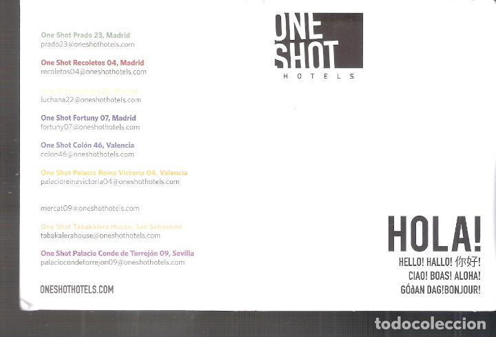 Folletos de turismo: HOLA!. One Shot Hotels. Carpetilla con plano de Madrid.10 x 8 cm.
