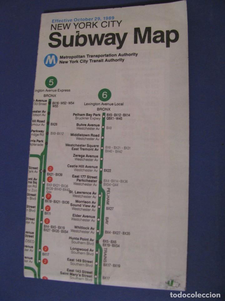 Travel Brochures: MAPA DE METRO DE NUEVA YORK. NEW YORK CITY SUBWAY MAP. DESPLEGADO MIDE 66X55 CM. 1989.
