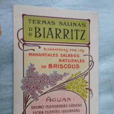 Folletos de turismo: ANTIGUO FOLLETO TERMAS SALINAS DE BIARRITZ MANANTIALES SALADOS BRISCOUS 1905?. Lote 348591908