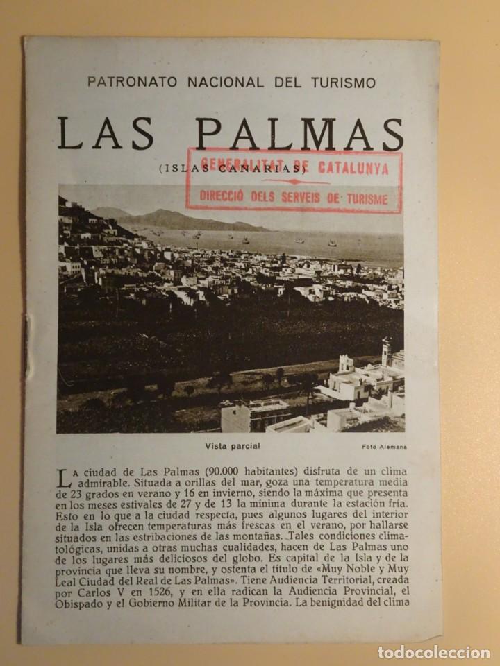 Folhetos de turismo: LAS PALMAS, FOLLETO DE LA REP&Uacute;BLICA ESPA&Ntilde;OLA, PATRONATO NACIONAL DEL TURISMO, VER FOTOS
