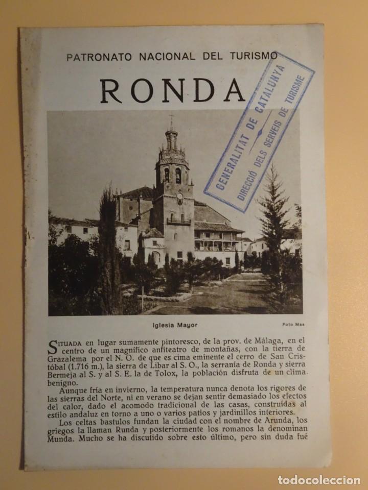 Folletos de turismo: RONDA, FOLLETO DE LA REP&Uacute;BLICA ESPA&Ntilde;OLA, PATRONATO NACIONAL DEL TURISMO, VER FOTOS