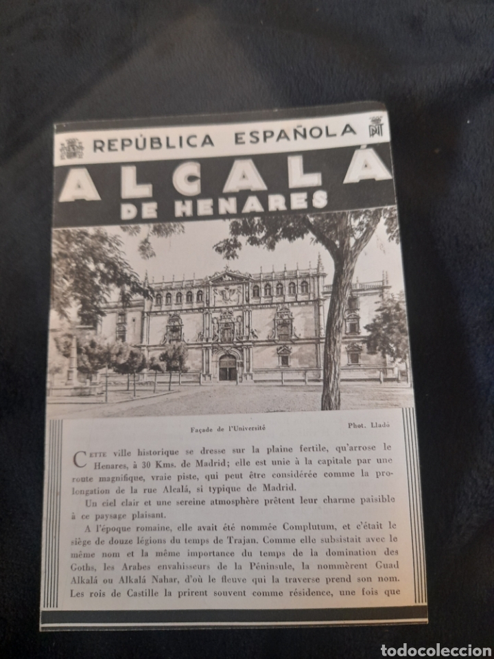 Folhetos de turismo: Antiguio Folleto de Turismo, REP&Uacute;BLICA ESPA&Ntilde;OLA, de ALCAL&Aacute; DE HENARES, en frances