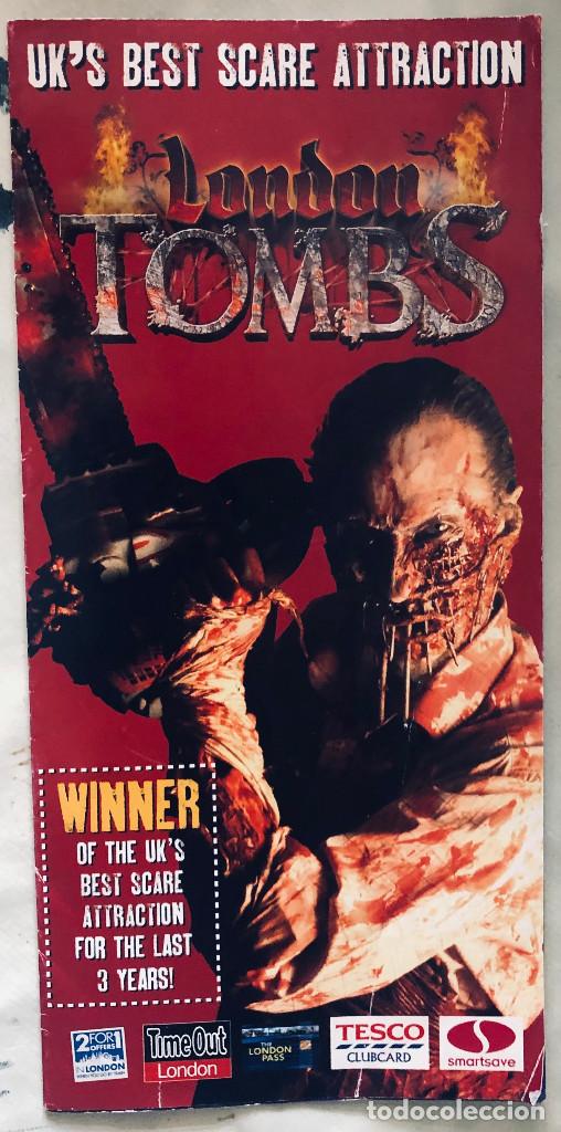 Folletos de turismo: Folleto tur&iacute;stico de London Tombs, atracci&oacute;n tur&iacute;stica de terror en Londres. Poster desplegable.