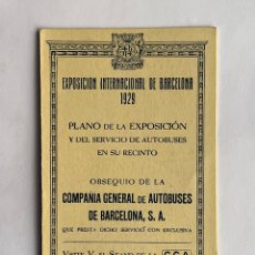 Folletos de turismo: EXPOSICIÓN INTERNACIONAL DE BARCELONA 1929, PLANO DE LA EXPOSICIÓN Y DEL SERVICIO DE AUTOBUSES. Lote 354707663