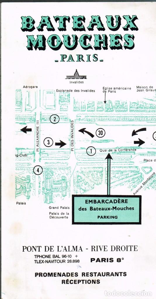 Tourismusbrosch&uuml;ren: 1973 BATEAUX MOUCHES (BARCAZAS/GABARRAS) RECORRIDO TUR&Iacute;STICO POR EL SENA DE PARIS