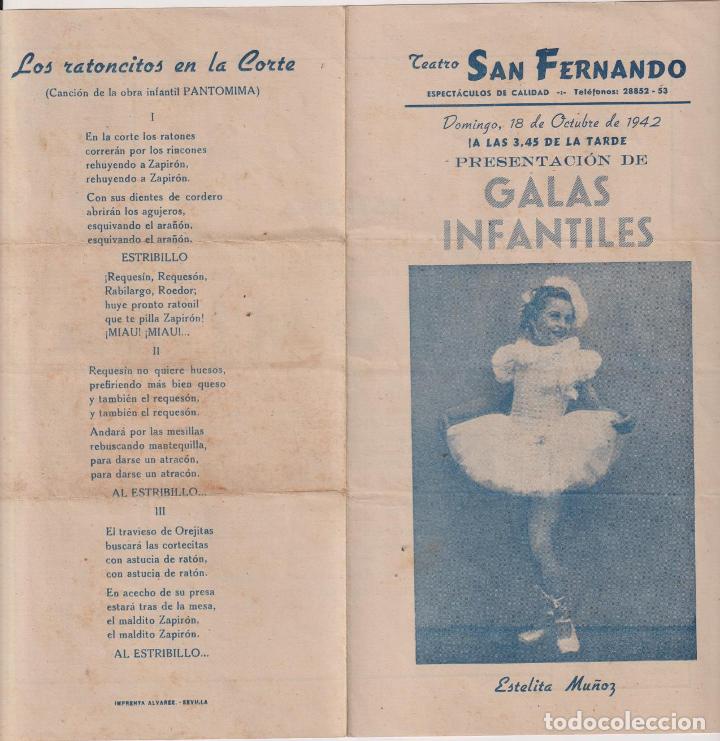 Brochures de tourisme: Teatro San Fernando. Galas Infantiles. 18 de Octubre de 1942