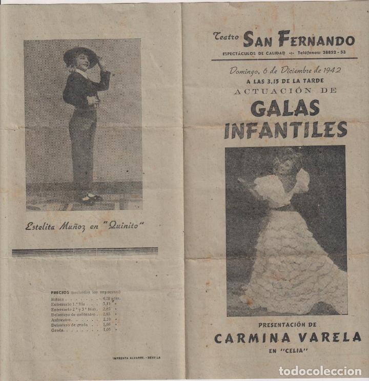 Brochures de tourisme: Teatro San Fernando. Galas Infantiles. 6 de Diciembre de 1942