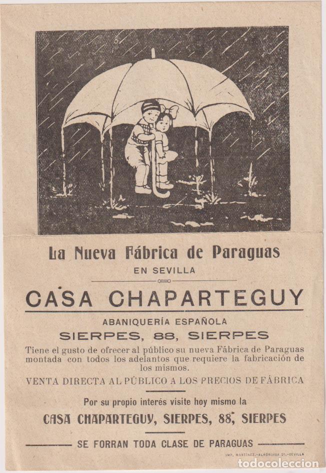 Brochures de tourisme: Papel (18x12) La Nueva F&aacute;brica de Paraguas en Sevilla. Casa Chaparteguy. Sierpes, 88