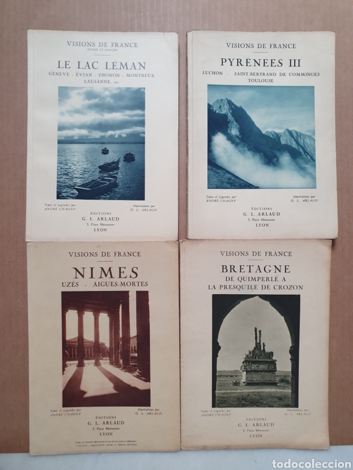 Tourismusbrosch&uuml;ren: VISIONS DE FRANCE. G. L. ARLAUD. ANDRE CHAGNY. LE LAC LEMAN. PYRENEES III. BRETAGNE. NIMES. A&Ntilde;OS 30.