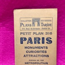 Folletos de turismo: PETIT PLAN MAPA PLANO 316 PARIS MONUMENTS CURIOSITES ATTRACTIONS 1954 14X9CMS. Lote 362290445