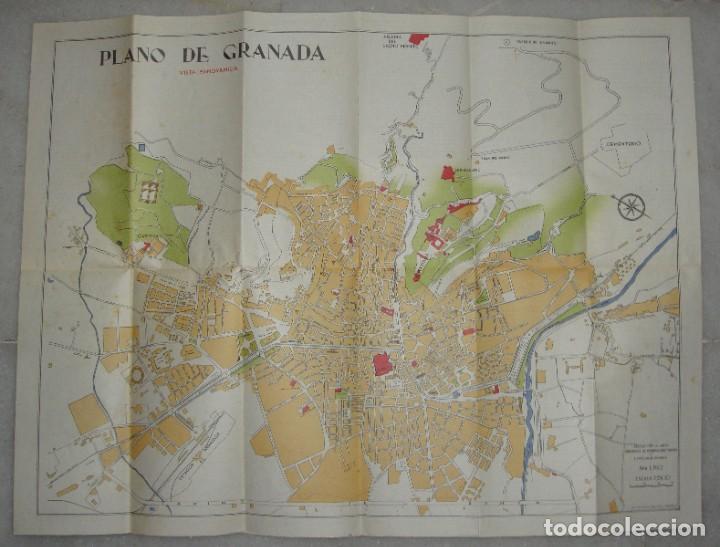 Brochures de tourisme: Plano desplegable de Granada Capital. 1962. Litograf&iacute;a Jose Maria Ventura.
