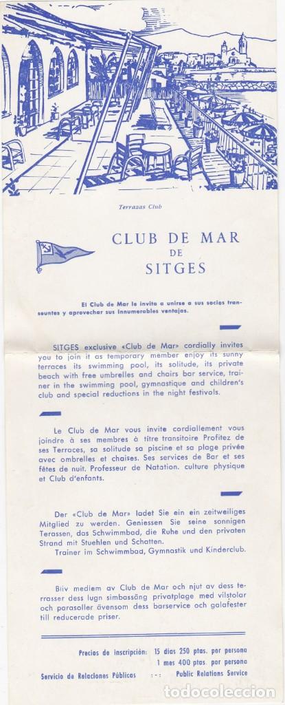 Folletos de turismo: Sitges - Club de Mar - Folleto - Precios Inscripci&oacute;n Socio Transeunte - A&ntilde;os 70? - 280x110mm