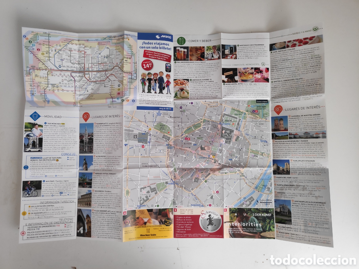 Folletos de turismo: Mapa plano de Munich. Folleto - Foto 3