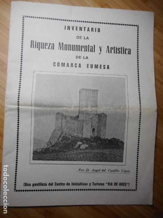 Folhetos de turismo: ANGEL CASTILLO LOPEZ. INVENTARIO RIQUEZA ARTISTICA COMARCA EUMESA. RIA DE ARES PUENTEDEUME 1973