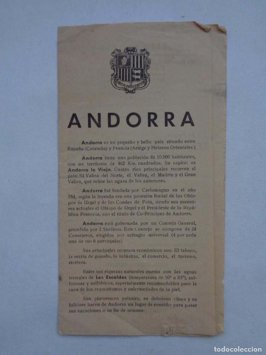 Tourismusbrosch&uuml;ren: FOLLETO TURISTICO DE ANDORRA . A&Ntilde;OS 50 - 60