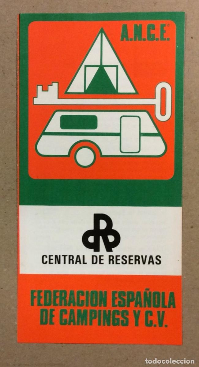 Tourismusbrosch&uuml;ren: A.N.C.E. FEDERACI&Oacute;N ESPA&Ntilde;OLA DE CAMPINGS Y C.V.. ANTIGUO FOLLETO PUBLICITARIO DE RESERVAS.