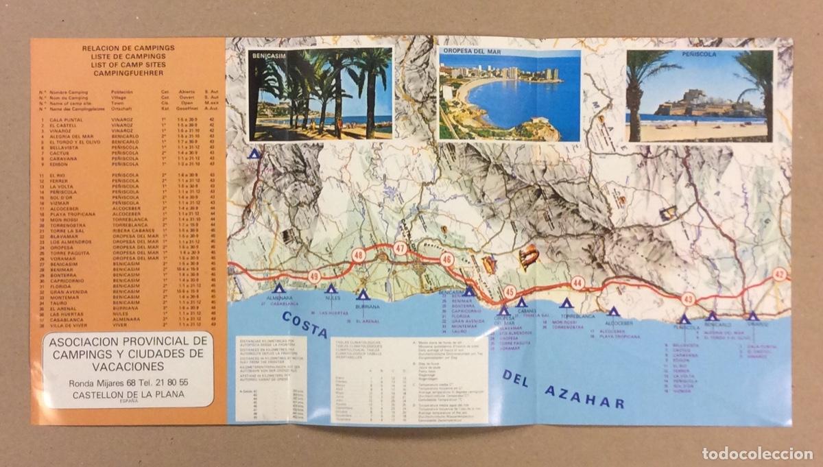 Tourismusbrosch&uuml;ren: CAMPINGS COSTA DEL AZAHAR (CASTELL&Oacute;N). FOLLETO PUBLICITARIO DE TURISMO DE 1982.