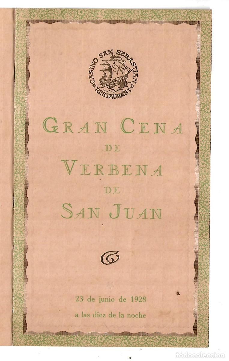 Brochures de tourisme: M38- FOLLETO CASINO SAN SEBASTIAN, VERBENA SAN JUAN, DEL 23 -6- 1928 CON MENU YPROGRAMA