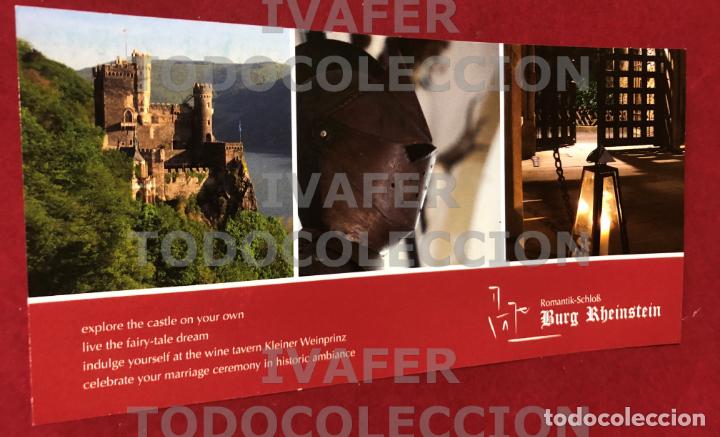 Brochures de tourisme: FOLLETO UNA HOJA PAPEL GRUESO, BURG RHEINSTEIN, CASTILLO EN RIO RIN ROMANTICO, ALEMANIA, EN INGLES